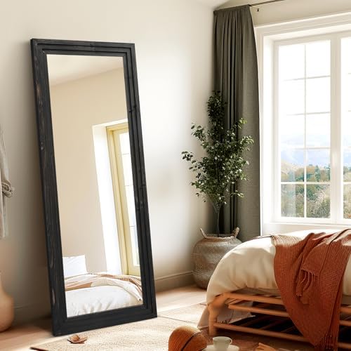58x22in Full Length Mirror, 3-Tier Stepped Solid Wood Frame - Image 5