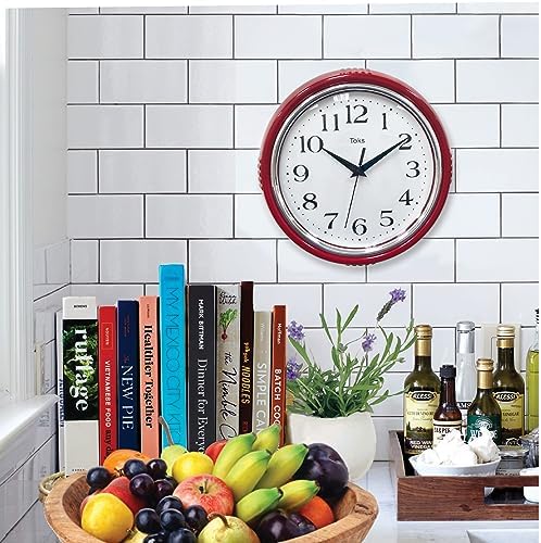 Lily's Home Retro Wall Clock, 9.5 Inch Vintage Design, Silent Non-Ticking - Image 2