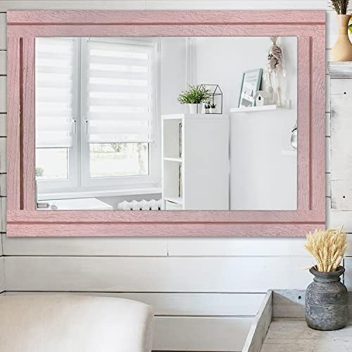 AAZZKANG Rectangle Mirror with Wood Framed Modern Farmhouse Hanging Wall - Image 5