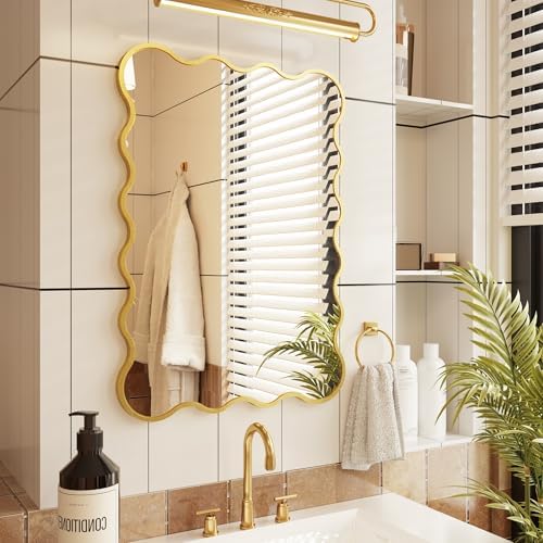 Kelly Miller 22x32 Gold Scalloped Mirror, Wavy Edge Decorative Wall Mirror - Image 3