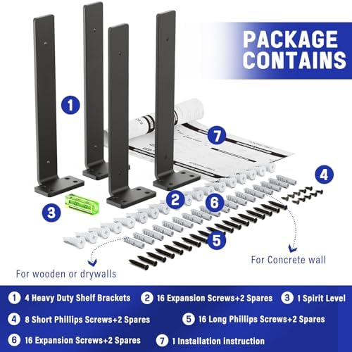 Goovilla Shelf Bracket, Floating Shelf Brackets 12 inch Long, 4 Pack - Image 7