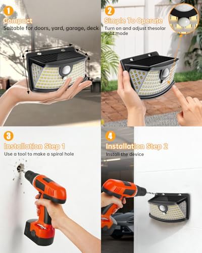 Aootek Solar Motion Sensor Lights Outdoor 120 LEDs, 6 Pack - Image 6