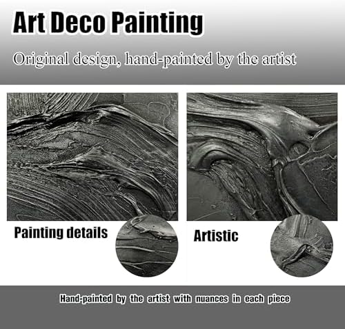 HUBOSKN Black Abstract Hand Painted Wall Art - Image 3
