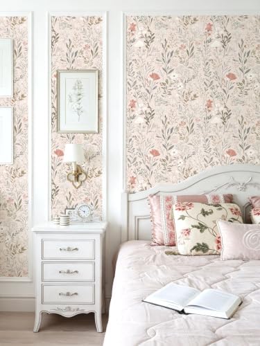 Froluya Wildflower Peel and Stick Wallpaper Neutral Floral Contact Paper - Image 2