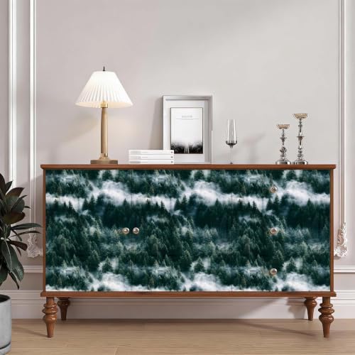 Stickorama Misty Dark Green Pine Forest Peel and Stick Wallpaper Self Adhesive - Image 6