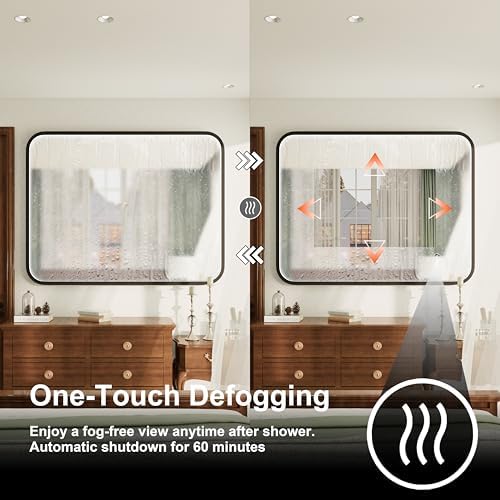40"x30" Black LED Bathroom Mirror - Image 4