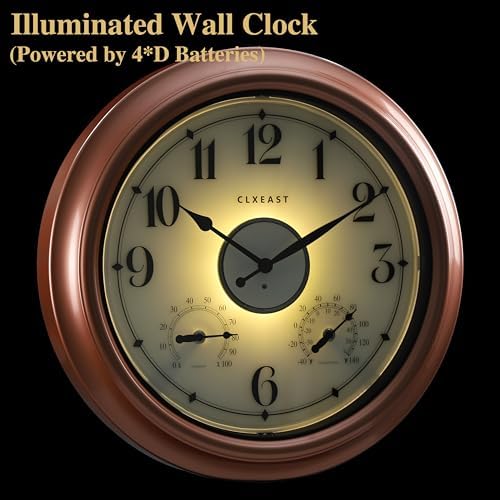 CLXEAST 18" Large Illuminated Outdoor Clocks Waterproof - Image 5