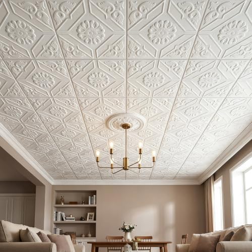 Nuanchu 40 Pcs 13.8 x 13.8 Inch Ceiling Tiles Peel and Stick - Image 5
