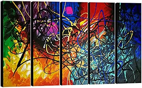 Wieco Art 5 Panels Abstract Heart Oil Paintings Reproduction on Canvas Wall Art by WiecoArt