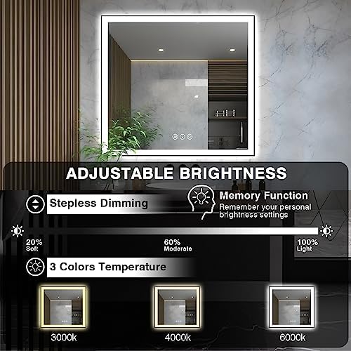 EchosLife 36x36 Square LED Bathroom Mirror - Image 5