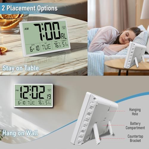 9‘’ Narrow Bezels Battery Operated Digital Wall Clock - Image 6