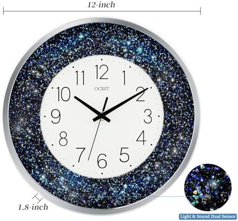 OCEST 12 Inch Crushed Diamond Wall Clock - Image 2