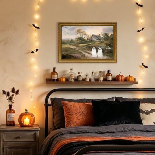 Halloween Vintage Ghost in Countryside Landscape Canvas Wall Art 12x16 in - Image 3
