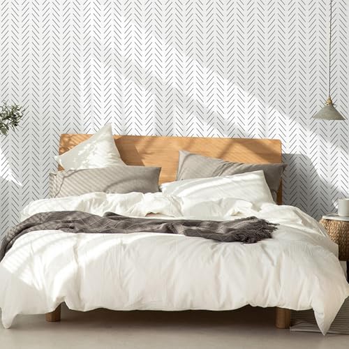 Orainege Black and White Peel and Stick Wallpaper Herringbone Contact Paper - Image 3