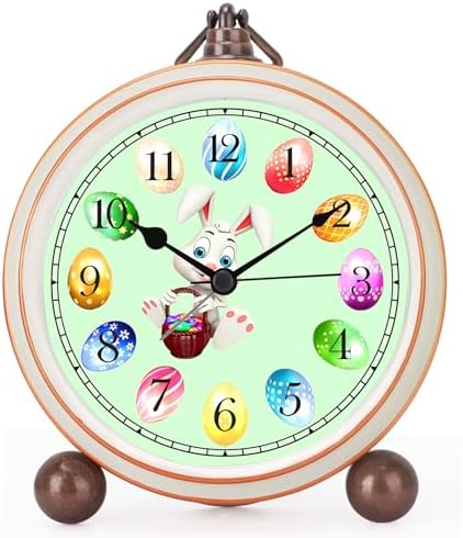 Maxspace 5.2in Cute Easter Egg Metal Table Clock, Quartz Movement Non-Ticking by Maxspace