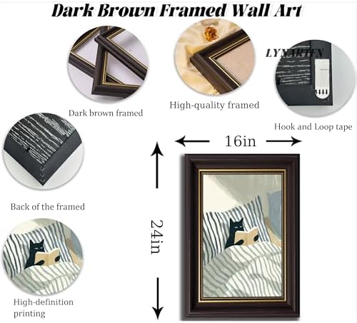 Dark Brown Framed-Black Cat Reading Wall Art, Funny Animal Canvas Prints - Image 5
