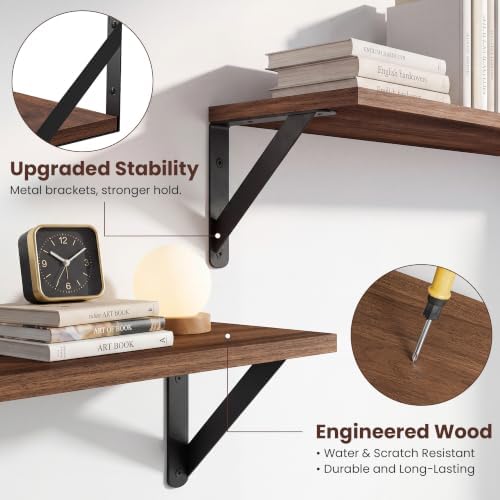 Walnut Shelves for Wall 16x6 Inch - Image 5