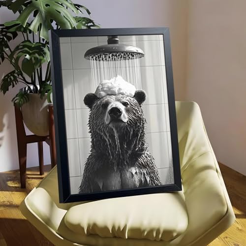 XYHYRA Funny Bear Bathroom Wall Art, Cute Bear Taking Bath Poster, Modern - Image 5