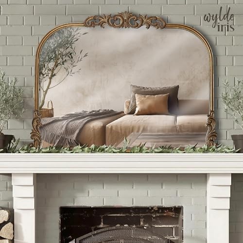 Wylde Iris English Estate Carved Arch Wood Wall Mirror, Mirror - Image 4