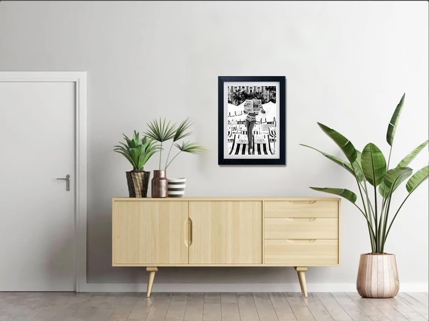 Framed Black and White Summer Wall Decor Woman Reading Newspaper Beach Canvas - Image 6