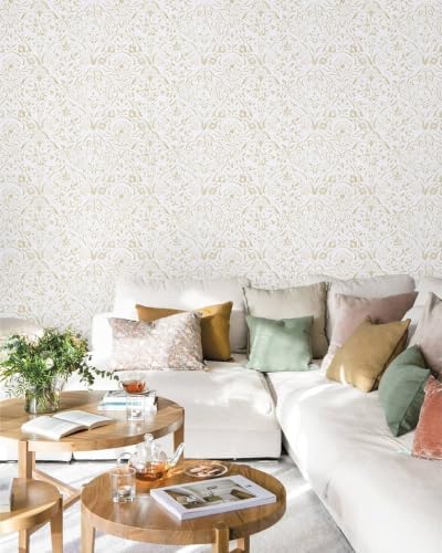 Dimoon Watercolor Floral Peel and Stick Wallpaper Beige Brown Contact Paper - Image 6