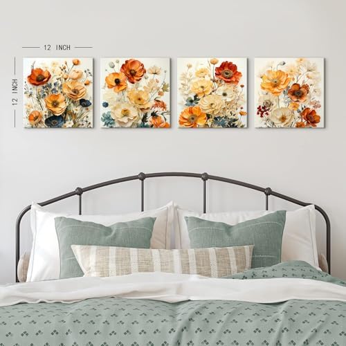 Orange Fall Wall Art Flower Pictures Wall Decor - Image 2