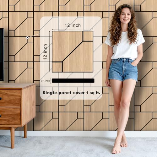 WoveN SounD Acoustic Wall Panels, Natural Oak, 16 Pack, 12x12 in - Image 2