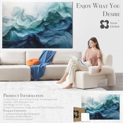 Soon Global Acoustic Wall Panels, Art Acoustic Panels, Aqua Dreams - Image 4