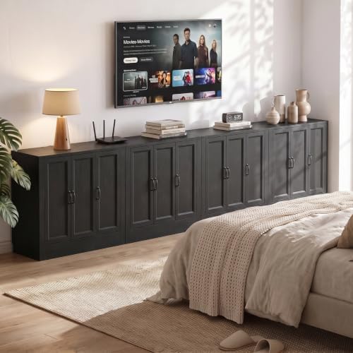 156" Modular Buffet Sideboard Cabinet Set of 4, Extra Long Storage Cabinet - Image 5
