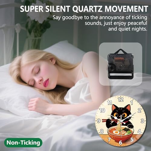 peacoblue Japanese Ramen Cat Wall Clocks Battery Operated - Image 4