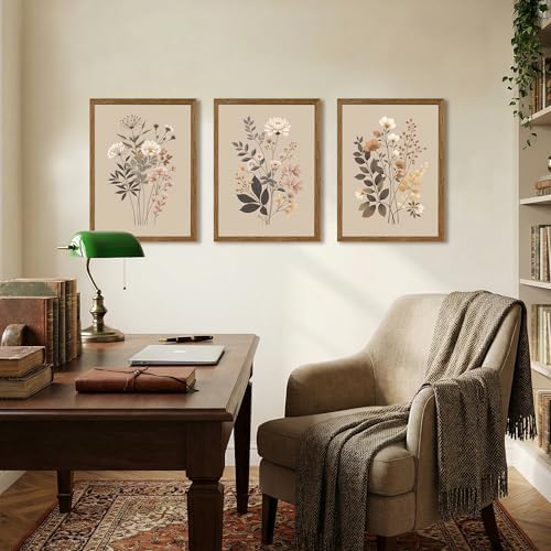 AVECCO 3 Piece Sage Eucalyptus Botanical Framed Canvas Wall Art 12x16 in - Image 2