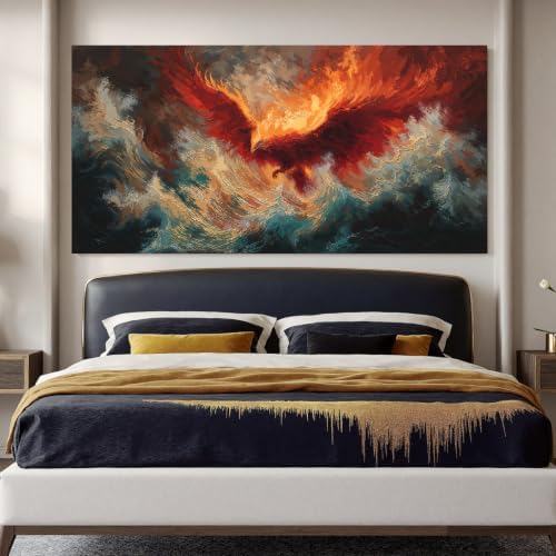Large Wall Art Decor 29"x58" Retro Fire Phoenix Wall Art - Image 3