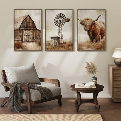 Framed Farmhouse Highland Cow Wall Art - Image 5