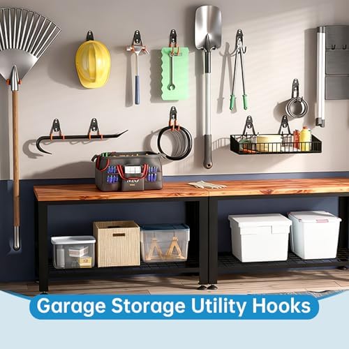 GeeWatom 2 Pack Garage Storage Utility Hooks，Garage Garden Tool Organizer，Steel - Image 4