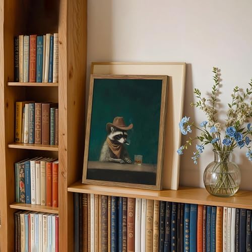 Framed Vintage Cowboy Raccoon Wall Art, Melancholy Raccoon - Image 2