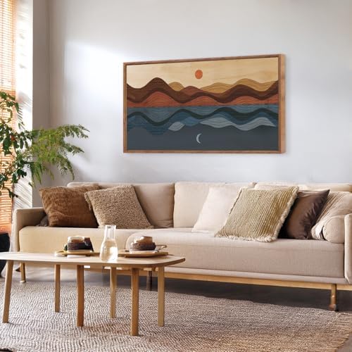 CHDITB Framed Canvas Wall Art for Bedroom, Sun and Moon Long Horizontal Wall - Image 5