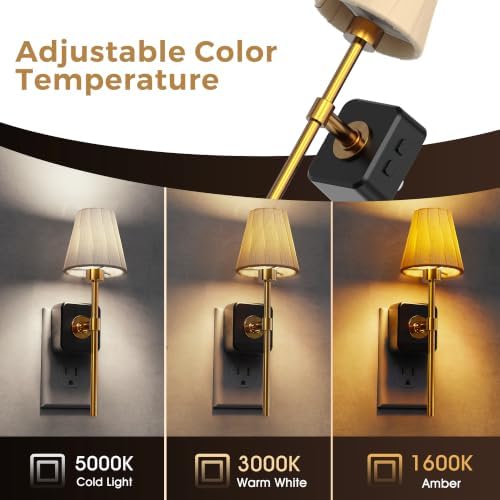 L LOHAS LED Night Lights Plug into Wall, Pleated Fabric Cover Night Light - Image 3