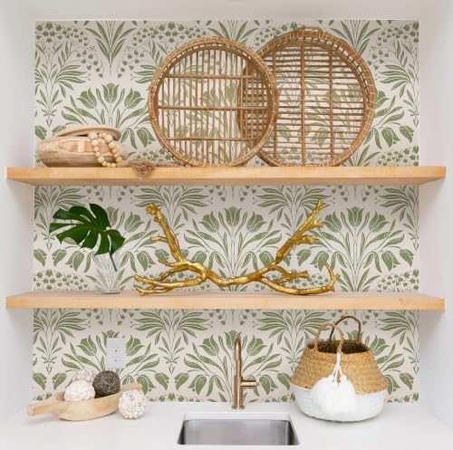 Green Tulip Floral Peel and Stick Wallpaper Retro Green Contact Paper - Image 4