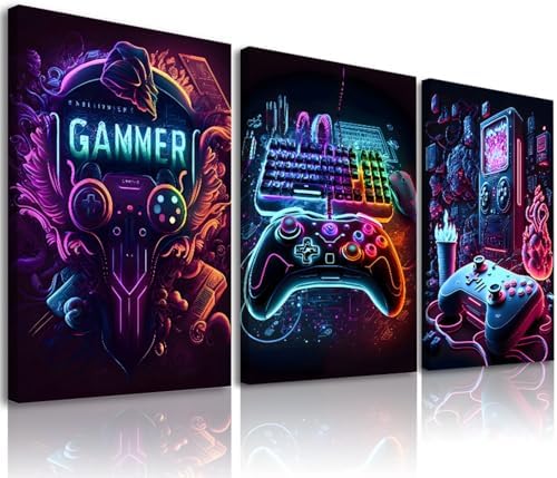 Gaming Room Decor-Video Gaming Theme Wall Art Framed, Gaming Wall Decor Video by TWNSWALLART