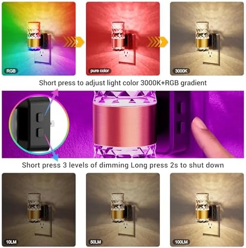 JandCase Night Lights Plug into Wall, Color Changing Night Light - Image 2