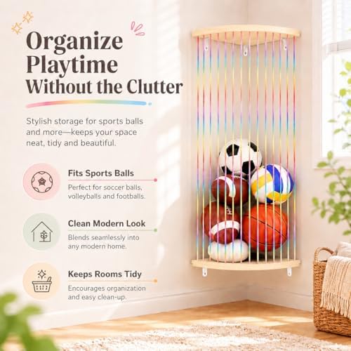 Corner Hammock Shelf with Adjustable Length, Wooden Hanging Wall Storage - Image 7