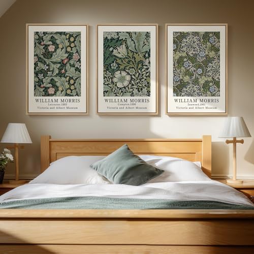 Large Framed William Morris Vintage Green Wall Art - Image 4