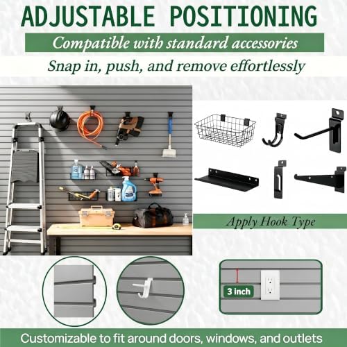 Slat Wall Paneling 4x2 ft Garage Organizer Storage Systems, Heavy Duty PVC - Image 2