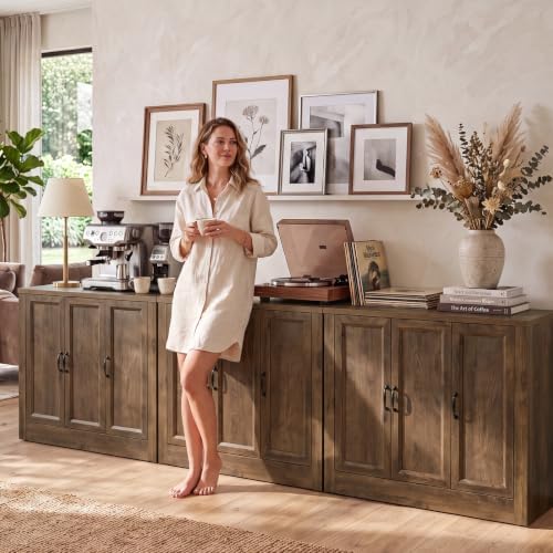 117" Modular Buffet Sideboard Cabinet Set of 3, Extra Long Coffee Bar Storage - Image 4