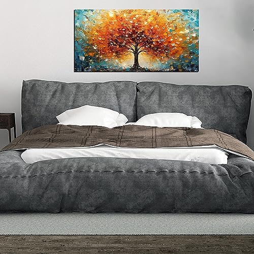 Zoyotago Large Canvas Wall Art Orange Yellow Tree Picture Modern Canvas Prints - Image 4