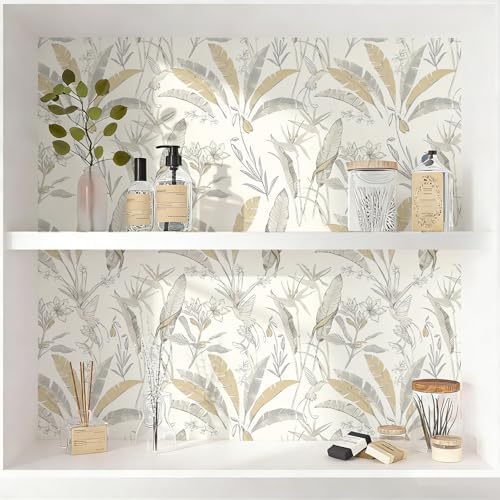 Beige Floral Peel and Stick Contact Paper Boho 17.32" x 118.11" - Image 6