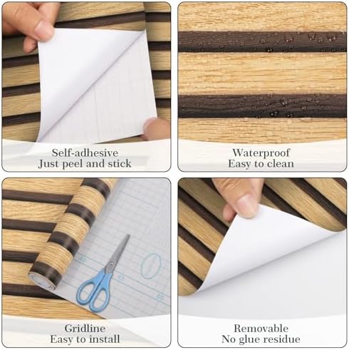 Arthome 17''x240'' Wood Slat Wallpaper Peel and Stick Self Adhesive Wood - Image 6