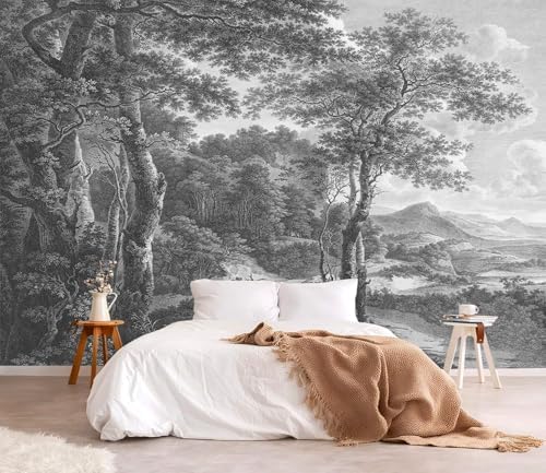 YQWDMX - Vintage Forest Peel and Stick Wallpaper Grey Jungle Mural - Image 2