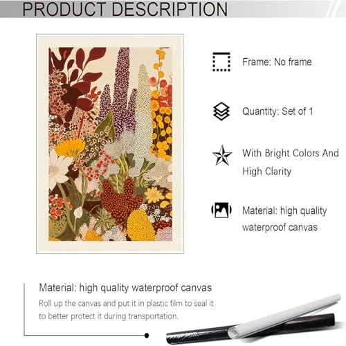 Retro Botanical Poster Abstract Wildflower Garden Canvas Wall Art Modern Nature - Image 2