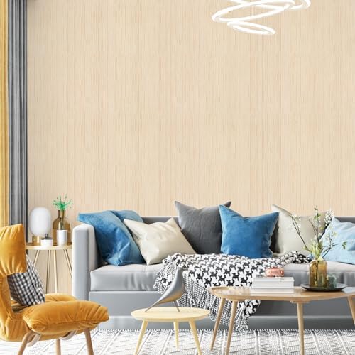 Beige Grasscloth Peel and Stick Wallpaper Textured Self-Adhesive Contact Paper - Image 3